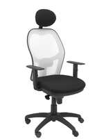 Silla Jorquera malla blanca asiento bali negro con cabecero fijo