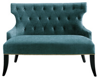 2-Sitzer Sofa Teatro; 122x73x92 cm (BxTxH); Sitz blau, Gestell schwarz
