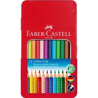 FABER-CASTELL Buntstift Colour Grip 12er-Metalletui