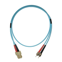 Videk 50/125 OM3 ST to SC Duplex Fibre Optic Patch Cable Aqua 1Mtr