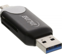 InLine USB3.0 Dual Cardreader, USB A and Micro-USB 2.0 for SDXC and microSDXC
