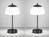 2er SET kabellose Tischlampen Schwarz / Opalglas mit Touchdimmer, Höhe 35cm