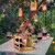 Relaxdays Käseplatte Bambus, HxBxT: 26,5 x 40,5 x 33 cm, Käseschneidebrett mit Weinhalterung, Serviettenhalter, natur