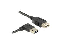 Verlängerungskabel USB 2.0 EASY Stecker A links/rechts gewinkelt an Buchse A, schwarz, 3m, Delock® [