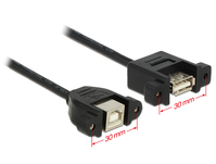Kabel USB 2.0 Typ-B Buchse zum Einbau an USB 2.0 Typ-A Buchse zum Einbau 25 cm, Delock® [85107]
