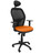 Silla Operativa de oficina Jorquera malla negra asiento bali naranja con cabecero fijo