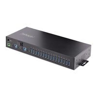 16-Port Industrial Usb 3,0 Hub 5Gbps, Metal, Din/Surface/Rack Mountable, Esd Protection, Terminal Block Power, Up To 120W