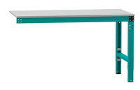 Anbauarbeitstisch MULTIPLAN Spezial mit PVC-Platte, BxTxH = 1500 x 600 x 720-1127 mm, in Wasserblau RAL 5021 | MPK4103.5021