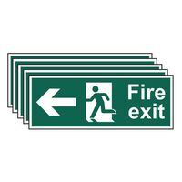 Fire exit arrow left sign - Pack of 5