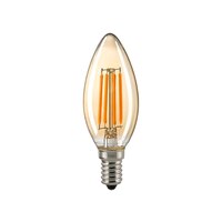 LED Filamentlampe KERZE GOLD, 230V, Ø 3.5cm / L 9.7cm, E14, 2.5W 2500K 220lm 300°, dimmbar, Gold / Klar