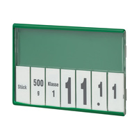 Cassette de prix O+G "I" / Présentoir de prix / Cadre pour l'affichage des prix | vert similaire à RAL 6024
