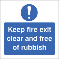 SPARTEX 11634F KEEP FIRE EXIT CLEAR AND FREE OF RUBBISH(200X200MM)