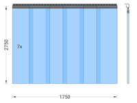 Foto 1 von PVC-Streifenvorhang, Lamellen 300 x 3 mm transparent, Höhe 2,75 m, Breite 1,75 m (1,50 m), verzinkt