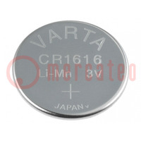 Elem: lítium; 3V; CR1616,gomb; 55mAh; nem újratölthető; Ø16x1,6mm
