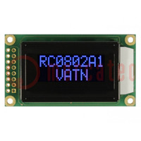 Display: LCD; alphanumeric; VA Negative; 8x2; 58x32x13.2mm; LED