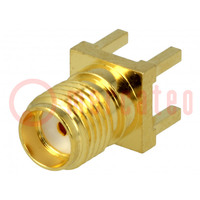 Connector: SMA; socket; female; straight; 50Ω; THT; on PCBs; PTFE