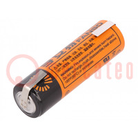 Batterij: lithium; 3,6V; AA; 2100mAh; Ø14,5x50,6mm