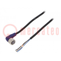 Connection lead; M12; PIN: 4; angled; 2m; plug; 0.8A; -10÷65°C; PVC