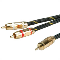 ROLINE GOLD Audio-Verbindungskabel 3,5mm Stereo - 2x Cinch, ST/ST, 2,5 m