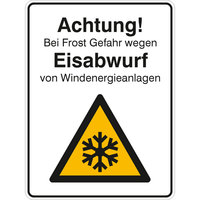 Warnschild, Eisabwurf von Windenergieanlagen bei Frost, Größe: 30,0 x 40,0 cm