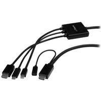 StarTech.com CMDPHD2HD video átalakító kábel 2 M HDMI HDMI + Mini DisplayPort + USB Type-C Fekete