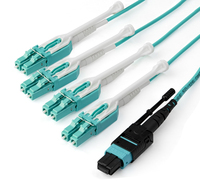 StarTech.com 3m (10ft) MTP(F)/PC to 4x LC/PC Duplex Breakout OM3 Multimode Fiber Optic Cable, OFNP, 8F Type-A, 50/125µm LOMMF, 40G Networks, Low Insertion Loss, MPO to LC Fiber ...