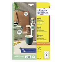 Avery 6229-10 étiquette auto-collante Rond Permanent Blanc 60 pièce(s)