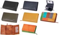 MIKA Portefeuille pour dames, en cuir, couleur : vert-orange (5318087)