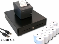 Bundel TM-T20III black + USB+RS232 Interface + 10 x Receipt Roll 80x80x12mm + USB Calbe + Cash Drawer C3540 (8Coin/4Notes)