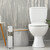 Relaxdays Toilettenpapierhalter, Ständer für 3 Ersatzrollen, stehender Klopapierhalter, Edelstahl, HxD 53x0,5 cm, silber