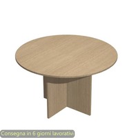 Tavolo riunione rotondo rovere Ø120xH.72 cm gamba a pannello in melaminico in tinta linea Presto 60121/C