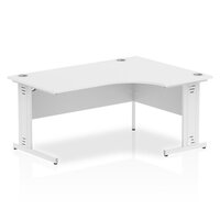 Dynamic Impulse 1600mm Right Crescent Desk White Top White Cable Managed Leg I002397