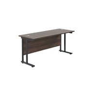 Jemini Rectangular Double Upright Cantilever Desk 1800x600x730mm Dark Walnut/Black KF820208
