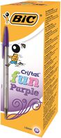Bic Cristal Fun Ballpoint Pen 1.6mm Tip 0.42mm Line Purple (Pack 20)