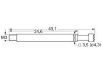 Hochstrom-Federkontakt mit Tastkop, Waffel, Ø 3.5 mm, Hub 5.5 mm, RM 5 mm, L 38.