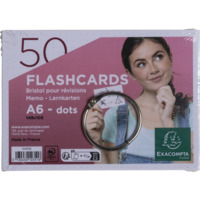 Packung mit 50 Flashcards A6, mit Ring, eingeschweißt, dot/punktkariert, gelocht - Weiß