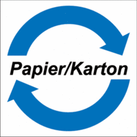 System-Wertstoffkennzeichnung - Papier/Karton, Weiß/Blau, 20 x 20 cm, Seton