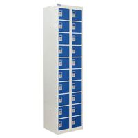 Personal effects lockers, 20 compartments, blue doors, height 1800mm