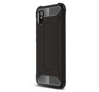 Defender műanyag telefonvédő (közepesen ütésálló, légpárnás sarok, szilikon belső, fémhatás) FEKETE [Xiaomi Mi 8 Explorer]