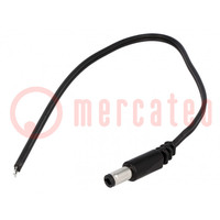 Cable; 2x0.5mm2; wires,DC 5,5/2,5 plug; straight; black; 1.5m