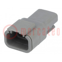 Connector: wire-wire; DTM; male; plug; for cable; PIN: 3; grey; IP68