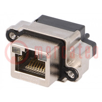 Socket; RJ45; with LED; IP68; for panel mounting; THT; straight
