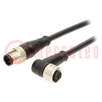 Cable: para sensores/automática; PIN: 4; M12-M12; 5m; enchufe; 250V