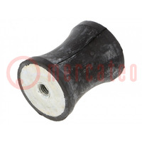 Vibration damper; M8; Ø: 40mm; rubber; L: 50mm; H: 8mm; 2564N; 205N/mm