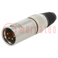 Plug; XLR; male; PIN: 4; straight; for cable; zinc die-cast; 3.5÷8mm