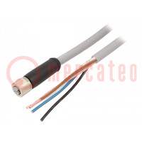 Connection lead; M12; PIN: 5; 5m; plug; 12A; -25÷85°C; PUR; IP65,IP67