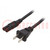 Kábel; 2x18AWG; IEC C7 anya,NEMA 1-15 (A) dugó; PVC; 2m; fekete