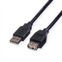 ROLINE USB 2.0 Cable, A - A, M/F, black, 0.8 m