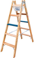 Produktbild - Holz-Stufen-Stehleiter, beidseitig , 3 Stufen , Länge 0,75 m , Holmgröße 72 mm