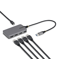 StarTech.com 4-Port USB-A Hub, 5Gbps, Bus Powered, USB-A naar 4x USB-A hub met Extra USB-C Voedingsingang, 30cm Host Kabel, Compacte Desktop/Laptop USB Hub